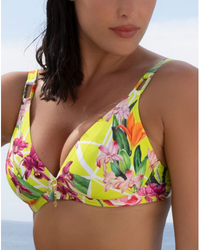 Underwired triangle bath bra Lise Charmel Fleurs Splendeur (Splendeur Lime)