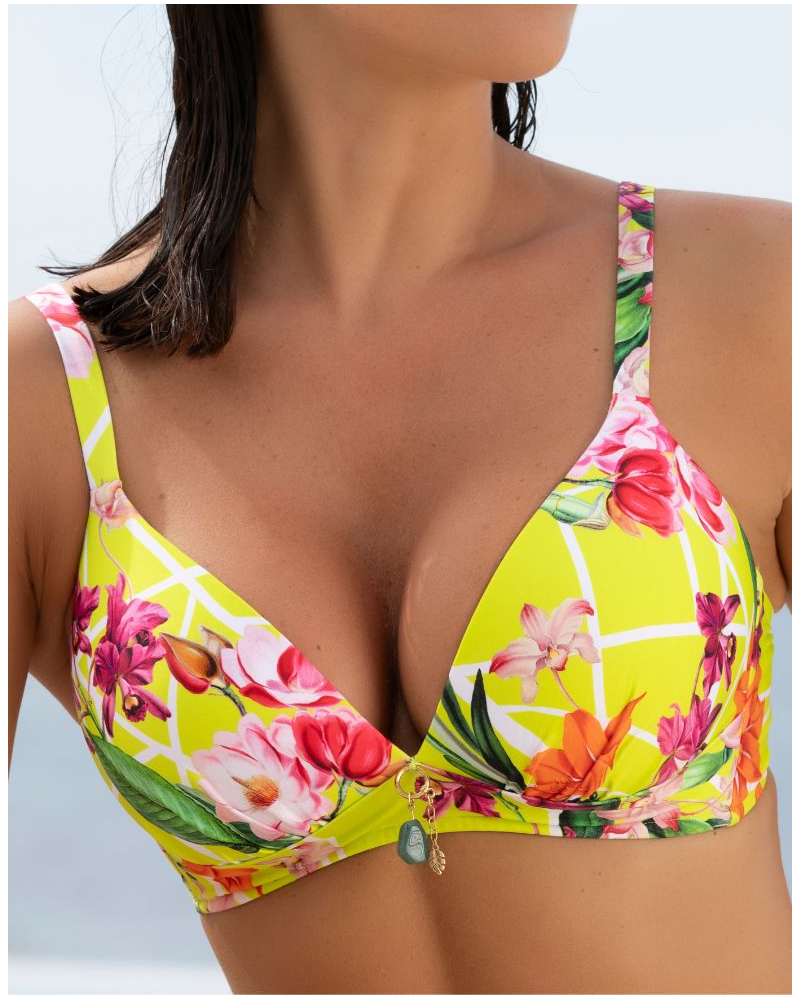 Soutien-gorge de bain sans armature triangle Lise Charmel Fleurs Splendeur (Splendeur Lime)