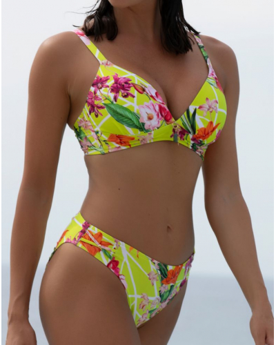 Soutien-gorge de bain sans armature triangle Lise Charmel Fleurs Splendeur (Splendeur Lime)