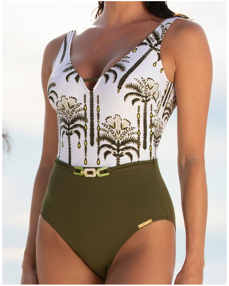 One-piece support swimsuit Lise Charmel Palmier Audace (Kaki Audace)