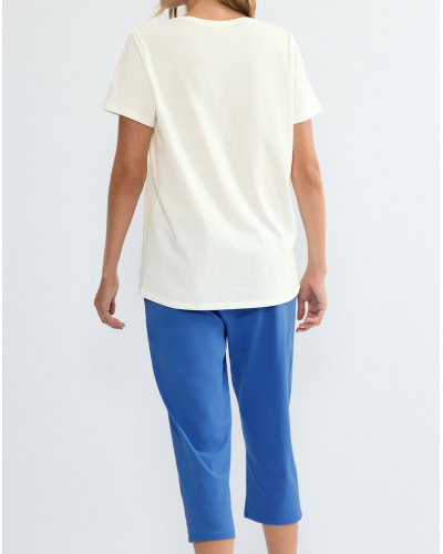 Triumph Capri short pyjamas 100% cotton  (White/Blue)