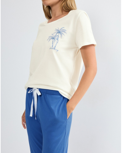 Triumph Capri short pyjamas 100% cotton  (White/Blue)