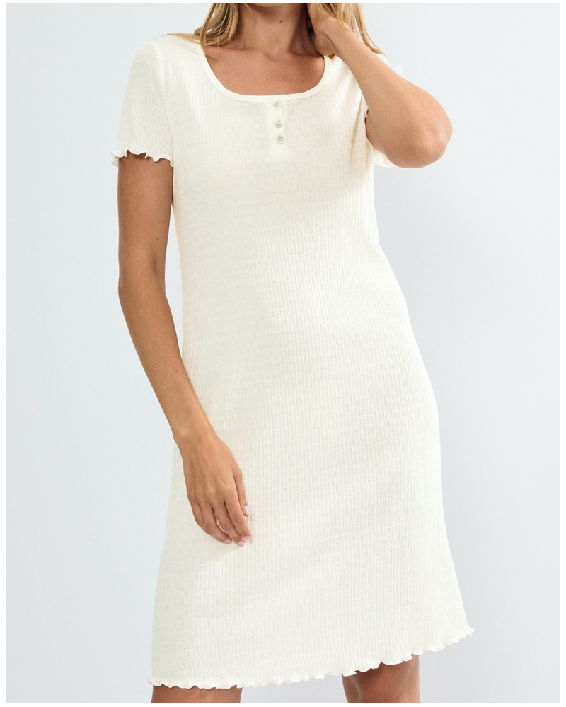 Camisón de punto Triumph de algodón  (Silk White)