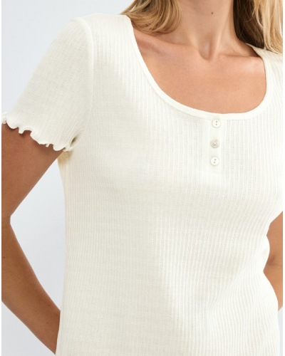 Chemise de nuit en coton Triumph pointelle (Silk White)