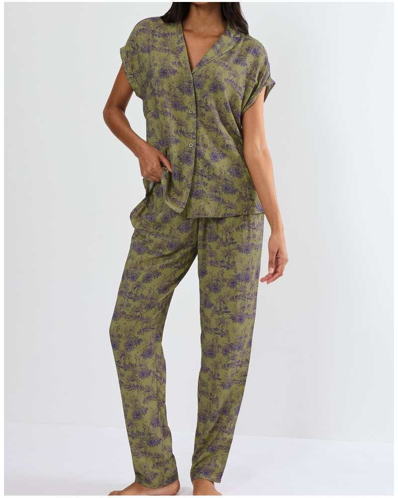 Pijama de manga corta Triumph (Green-Dark Comb)