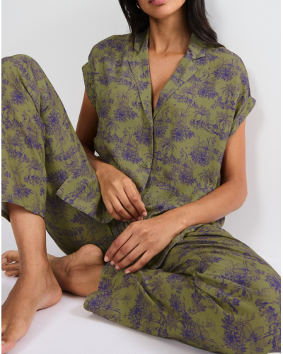 Pijama de manga corta Triumph (Green-Dark Comb)