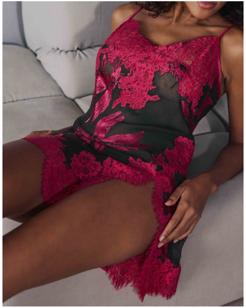 Camisón de seda Marjolaine Barbara (Magenta)