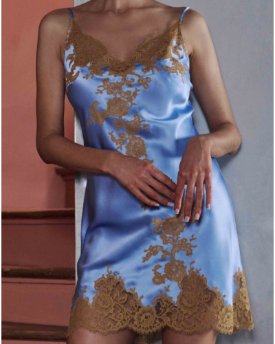 Camisón 100% seda Marjolaine Bénédicte (Ciel/Noisette)