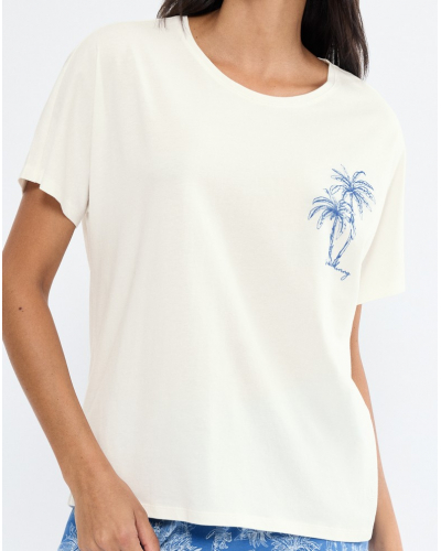 Short-sleeved pyjama top Nuit Triumph (Silk White)