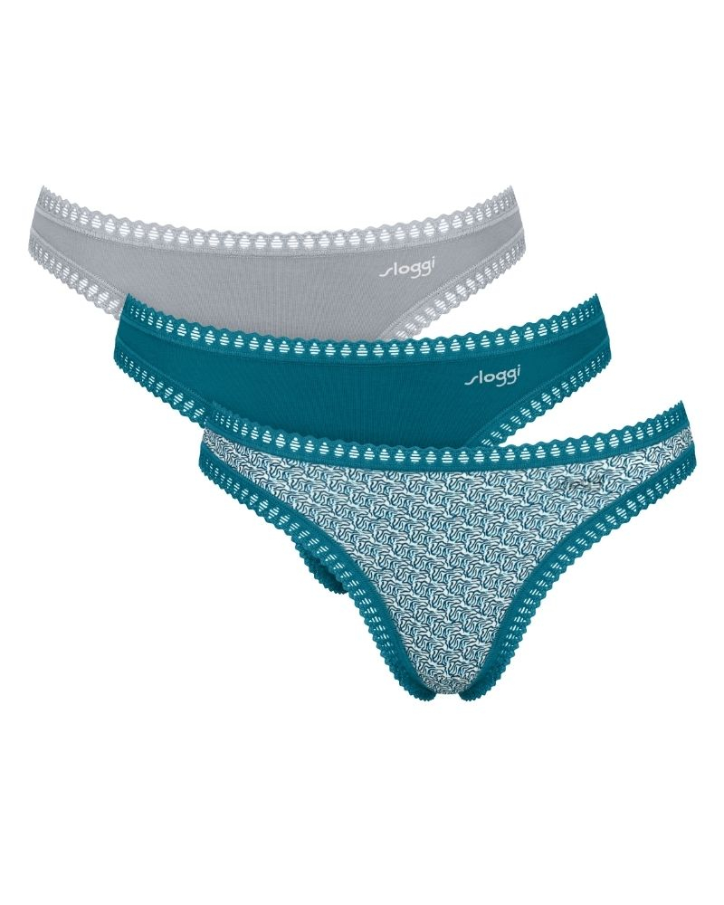 Tanga algodón Sloggi Go Crush (Paquete de 3) (Imprimé Bleu Canard)