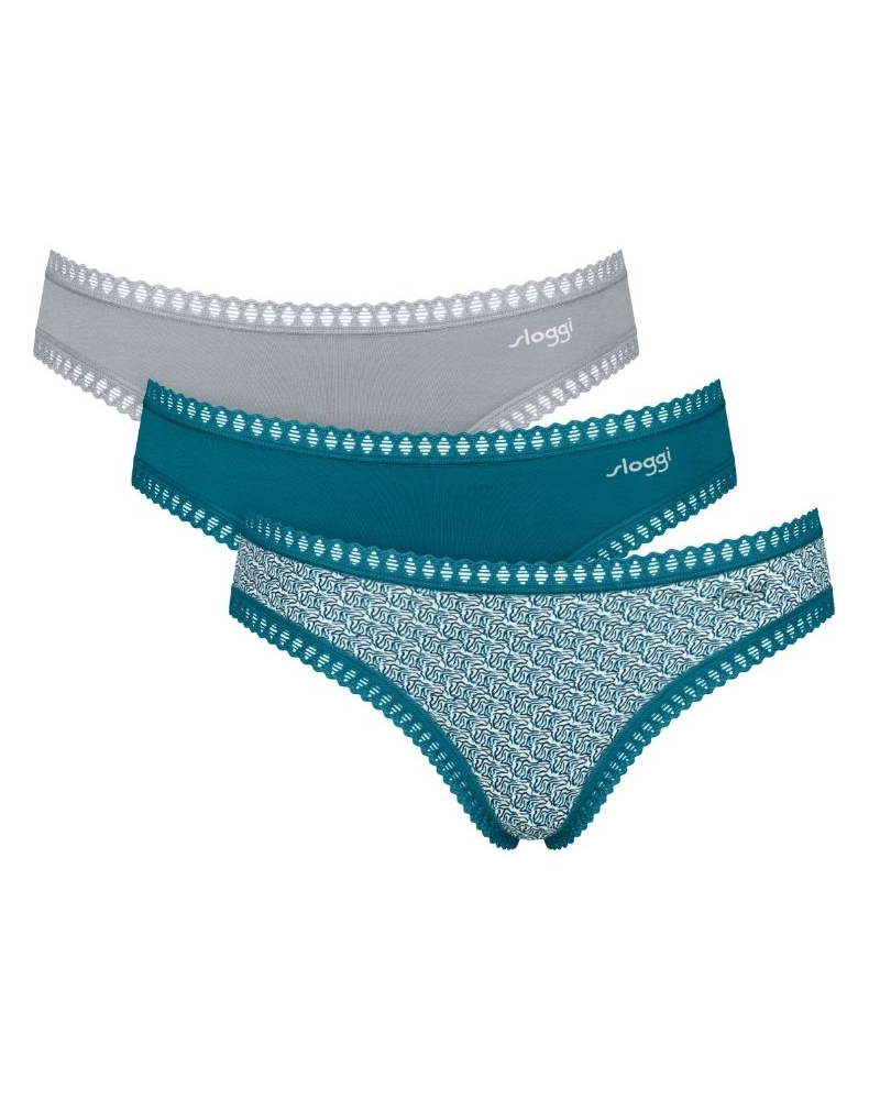 Mini calzoncillo algodón Sloggi GO Crush (Paquete de 3) (Imprimé Bleu Canard)