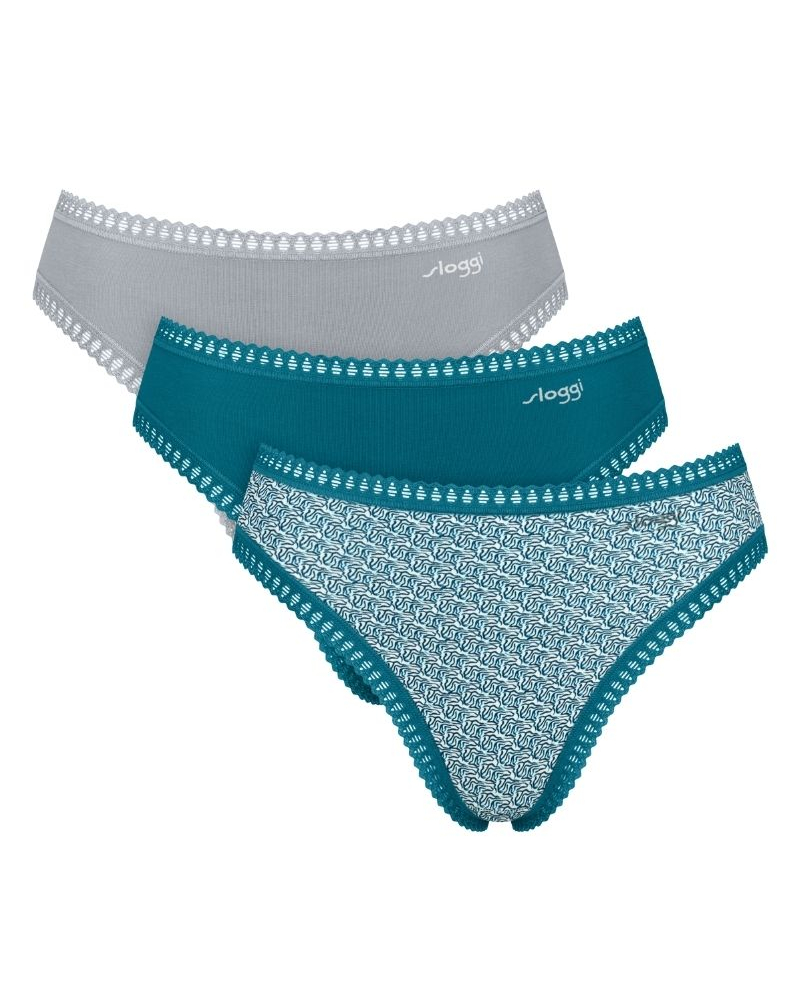 Slip échancré coton Sloggi GO Crush (Lot de 3) (Imprimé Bleu Canard)