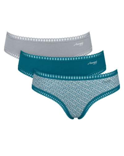 Hipster cotton Sloggi GO Crush (Pack of 3) (Imprimé Bleu Canard)