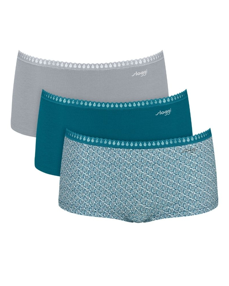 Boxer algodón Sloggi GO Crush (Paquete de 3) (Imprimé Bleu Canard)