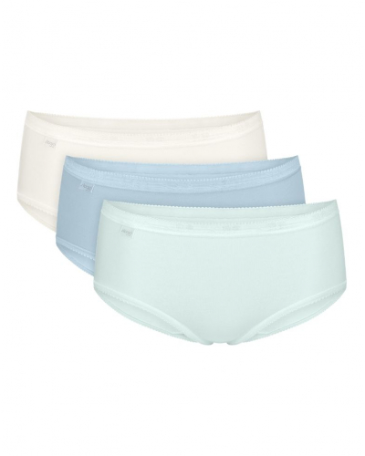 Calzoncillos midi Sloggi Basic + (Paquete de 3) (Blanc/Bleu Ciel/Bleu)