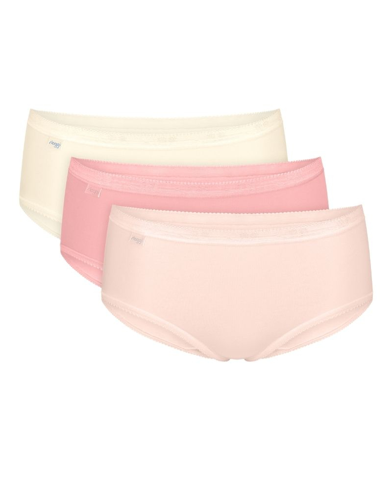 Slips midi Sloggi Basic + (Lot de 3) (Nacre/Rose Pâle/Rose)
