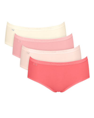 Lot de 4 slips midi Sloggi Basic+ (Nacre/Rose Pâle/Rose/Corail)