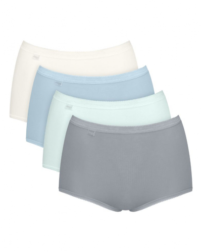 Lot de 4 culottes maxi Sloggi Basic+ (Blanc/Bleu Ciel/Bleu/Gris)