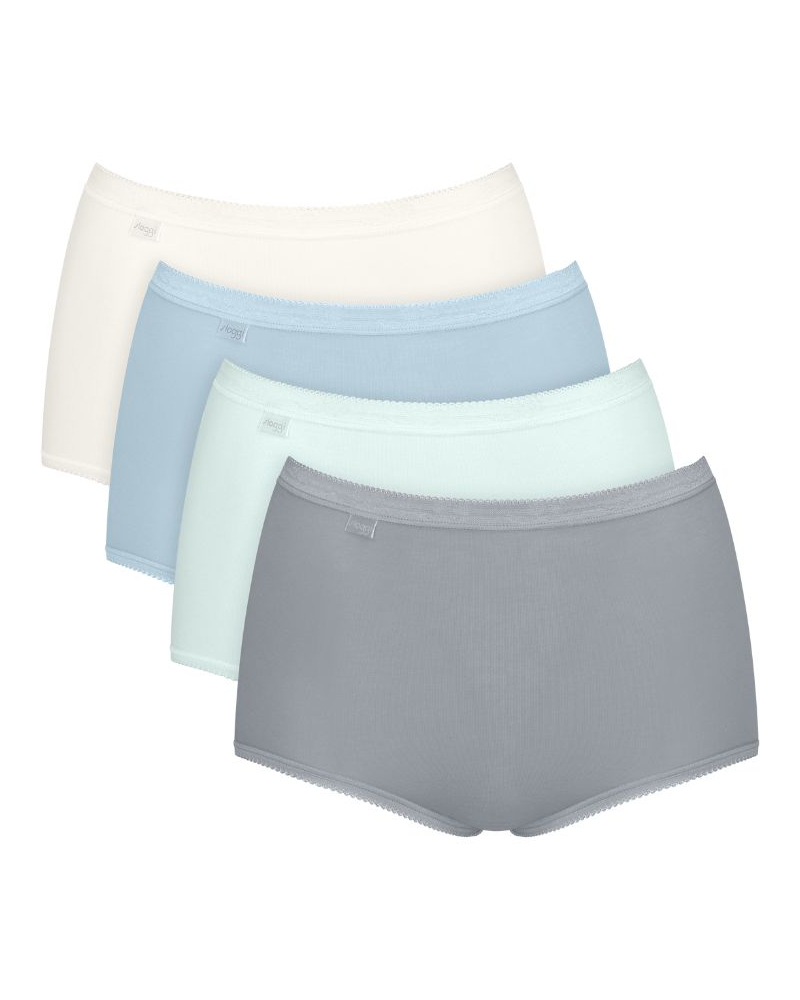 Paquete de 4 bragas maxi Sloggi Basic+ (Blanc/Bleu Ciel/Bleu/Gris)