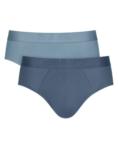 Paquete de 2 calzoncillos algodón Sloggi SLG Base Soft (Bleu Foncé/Bleu Clair)
