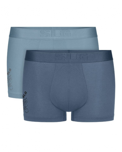 Pack of 2 cotton boxer shorts Sloggi SLG Base Soft (Bleu Foncé/Bleu Clair)