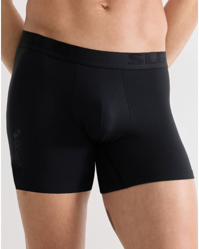 Pack of 2 cotton long boxers shorts Sloggi SLG Base Soft (Black)