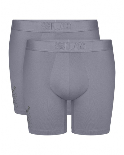 Pack of 2 cotton long boxers shorts Sloggi SLG Base Soft (Morandi Grey)