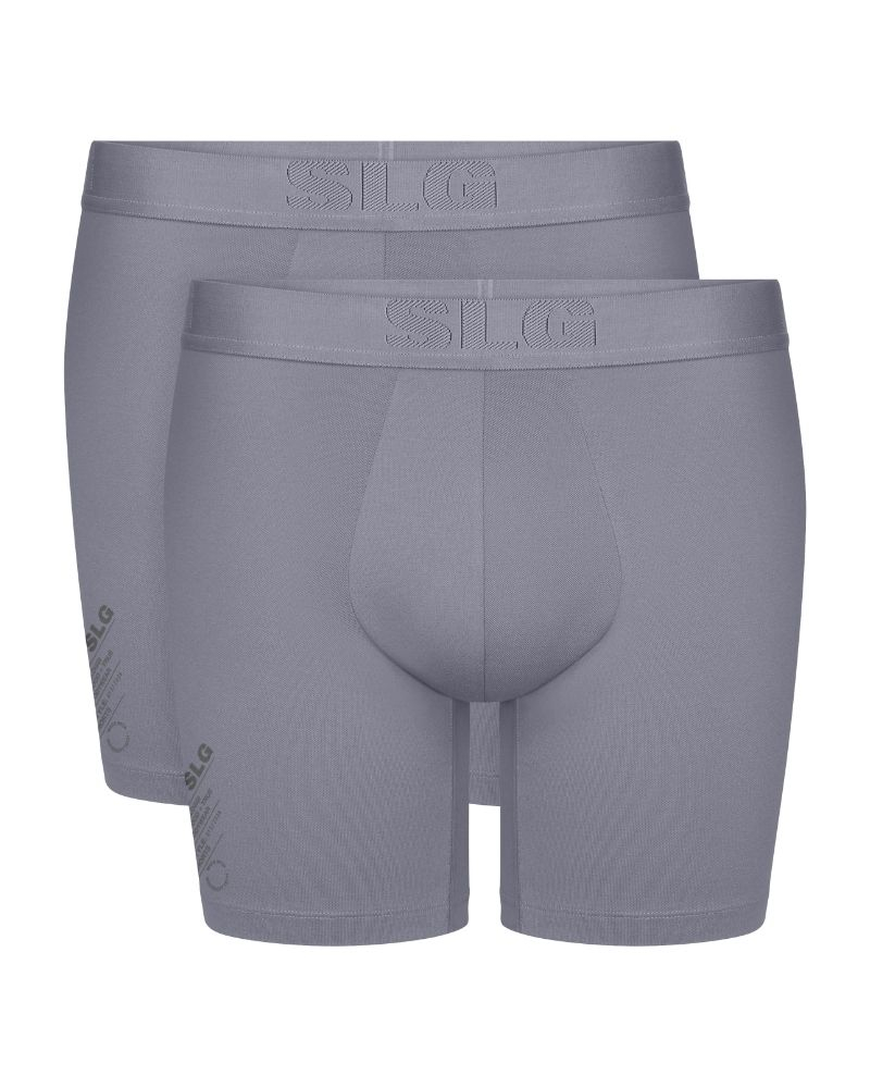 Pack of 2 cotton long boxers shorts Sloggi SLG Base Soft (Morandi Grey)