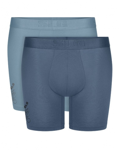 Lot de 2 boxers longs en coton Sloggi SLG Base Soft (Bleu Foncé/Bleu Clair)