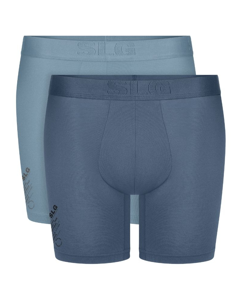 Lot de 2 boxers longs en coton Sloggi SLG Base Soft (Bleu Foncé/Bleu Clair)