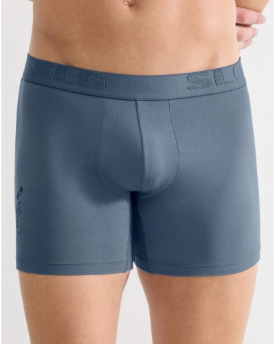 Paquete de 2 boxers largos de algodón Sloggi SLG Base Soft (Bleu Foncé/Bleu Clair)