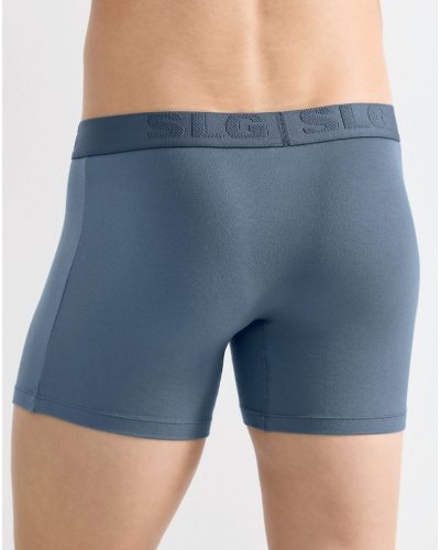 Paquete de 2 boxers largos de algodón Sloggi SLG Base Soft (Bleu Foncé/Bleu Clair)