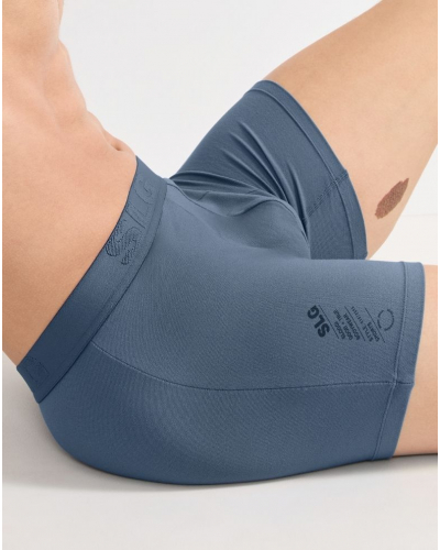 Pack of 2 cotton long boxers shorts Sloggi SLG Base Soft (Bleu Foncé/Bleu Clair)