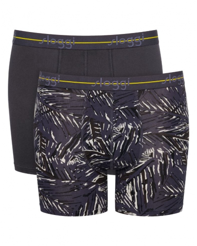 Lot de 2 boxers longs Sloggi for Men Start (Gris Foncé/Imprimé Palmier Violet)