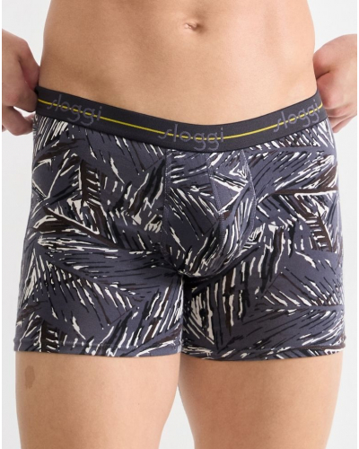 Pack of 2 long boxers Sloggi for Men Start (Gris Foncé/Imprimé Palmier Violet)