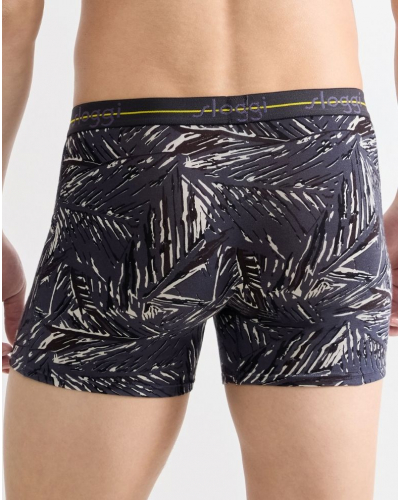 Pack of 2 long boxers Sloggi for Men Start (Gris Foncé/Imprimé Palmier Violet)