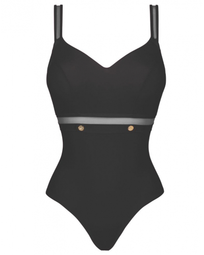 Bañador de una pieza con escote en V sin aros Empreinte Palace (Negro)