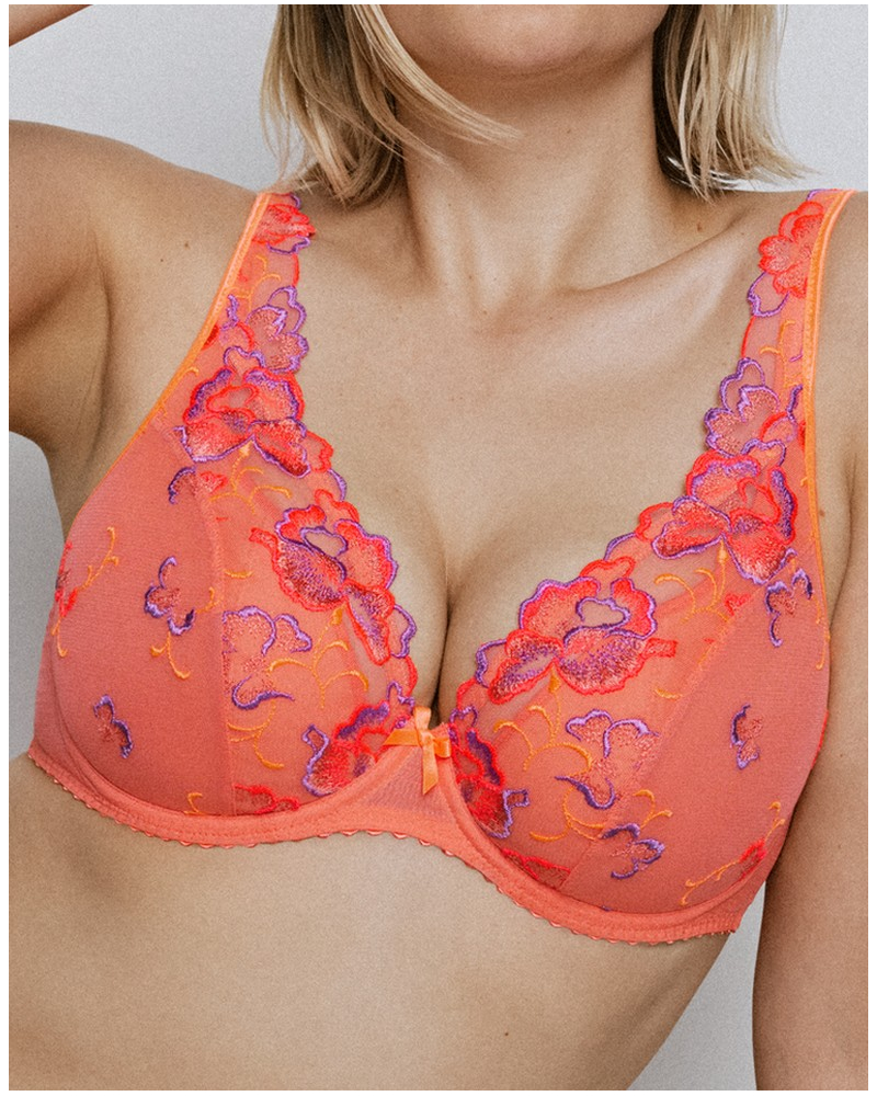 Prima Donna Devdaha Half-Cup Padded Plunge Bra (Sunset Blush)