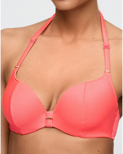 Heart-shaped bikini top with foam cups Marie Jo Swim Cassie (Neon Fiesta)