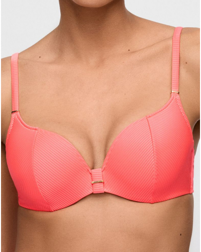 Top de bikini con escote corazón y copas de espuma Marie Jo Swim Cassie (Neon Fiesta)