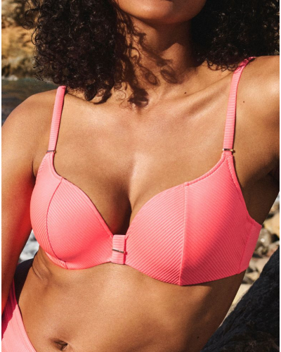 Heart-shaped bikini top with foam cups Marie Jo Swim Cassie (Neon Fiesta)