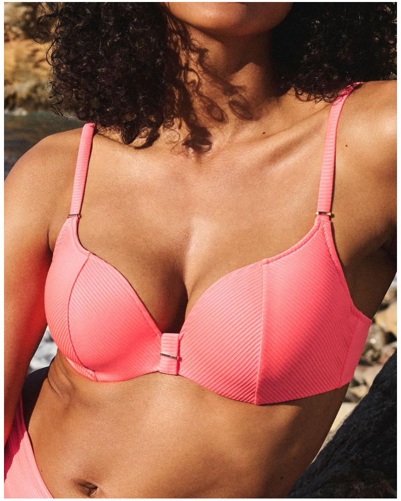 Heart-shaped bikini top with foam cups Marie Jo Swim Cassie (Neon Fiesta)