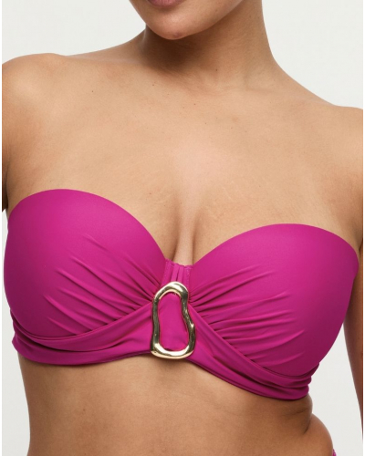 Sujetador de bikini bandeau con foam Prima Donna Swim Uvita (Deep Magenta)