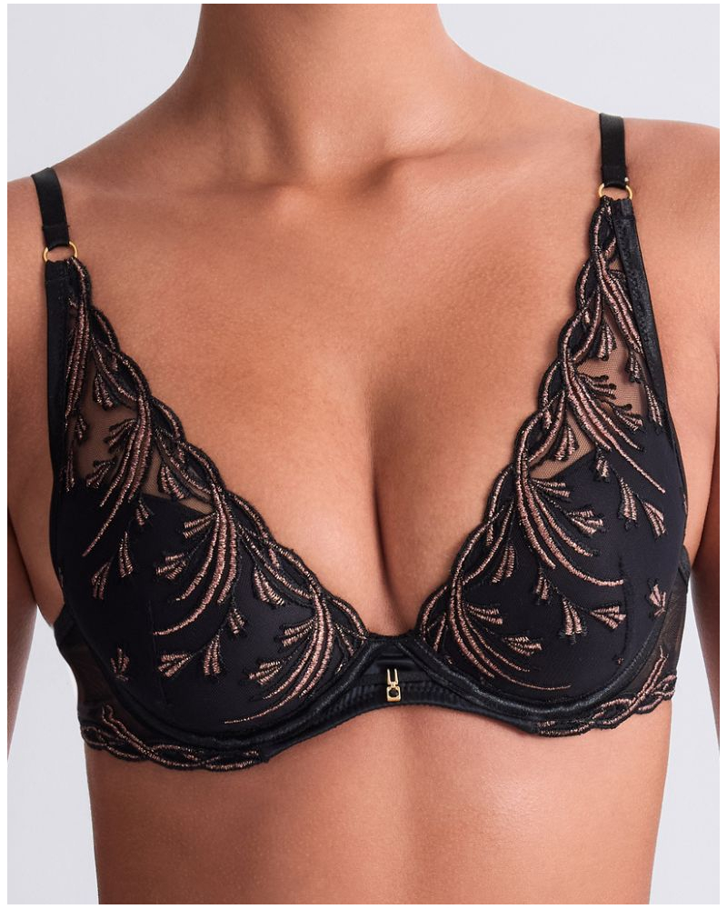 Plunge scarf bra Aubade Cosmic Romance (Black Star)