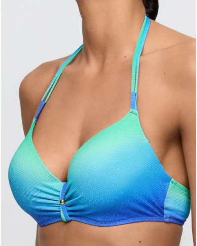 Shiny padded plunge bath bra Marie Jo Bain Nusa Dua (Seascape)