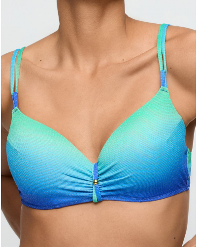 Shiny padded plunge bath bra Marie Jo Bain Nusa Dua (Seascape)