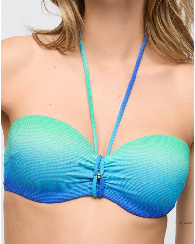 Shiny padded strapless bath bra Marie Jo Bain Nusa Dua (Seascape)