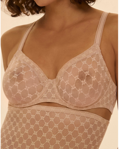 Plunging molded underwired bra Simone Pérèle Plume (Peau Rosée)