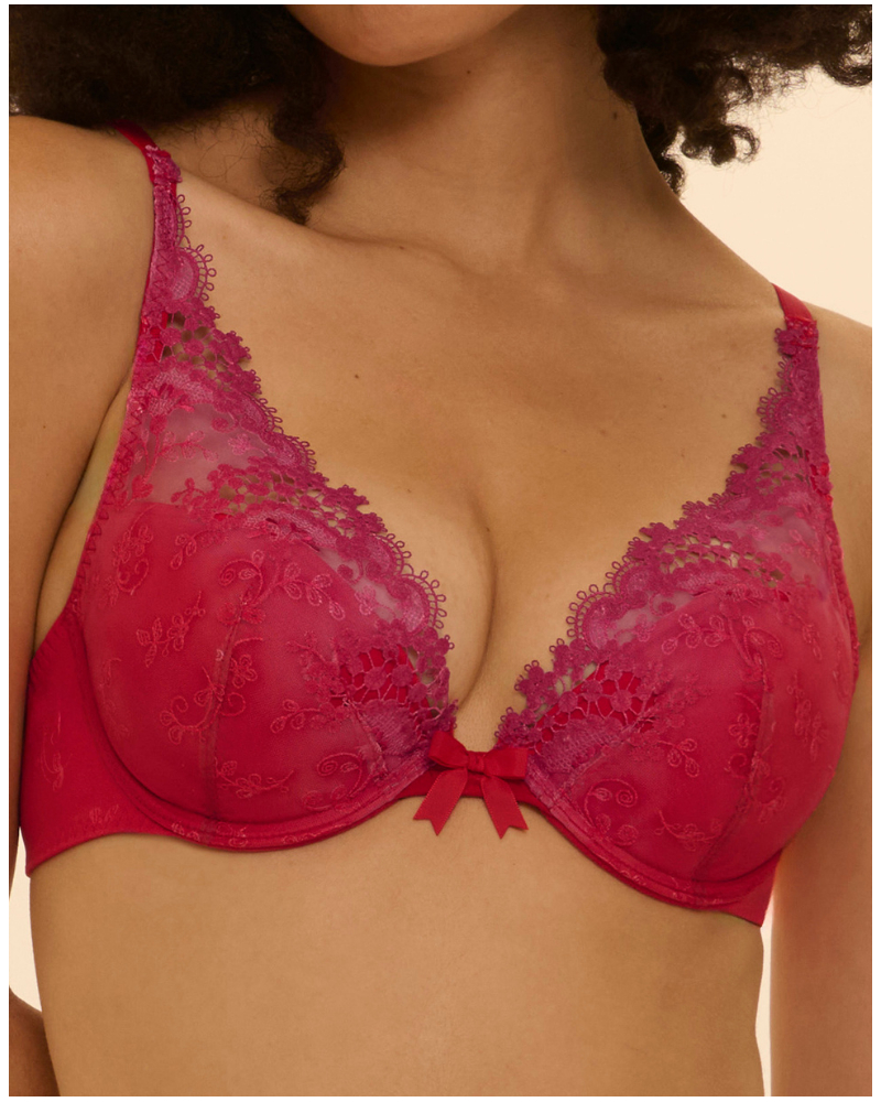 Plunge push-up bra Simone Pérèle Wish (Rouge Rainbow)