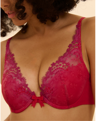 Soutien-gorge push-up décolleté plongeant Simone Pérèle Wish (Rouge Rainbow)
